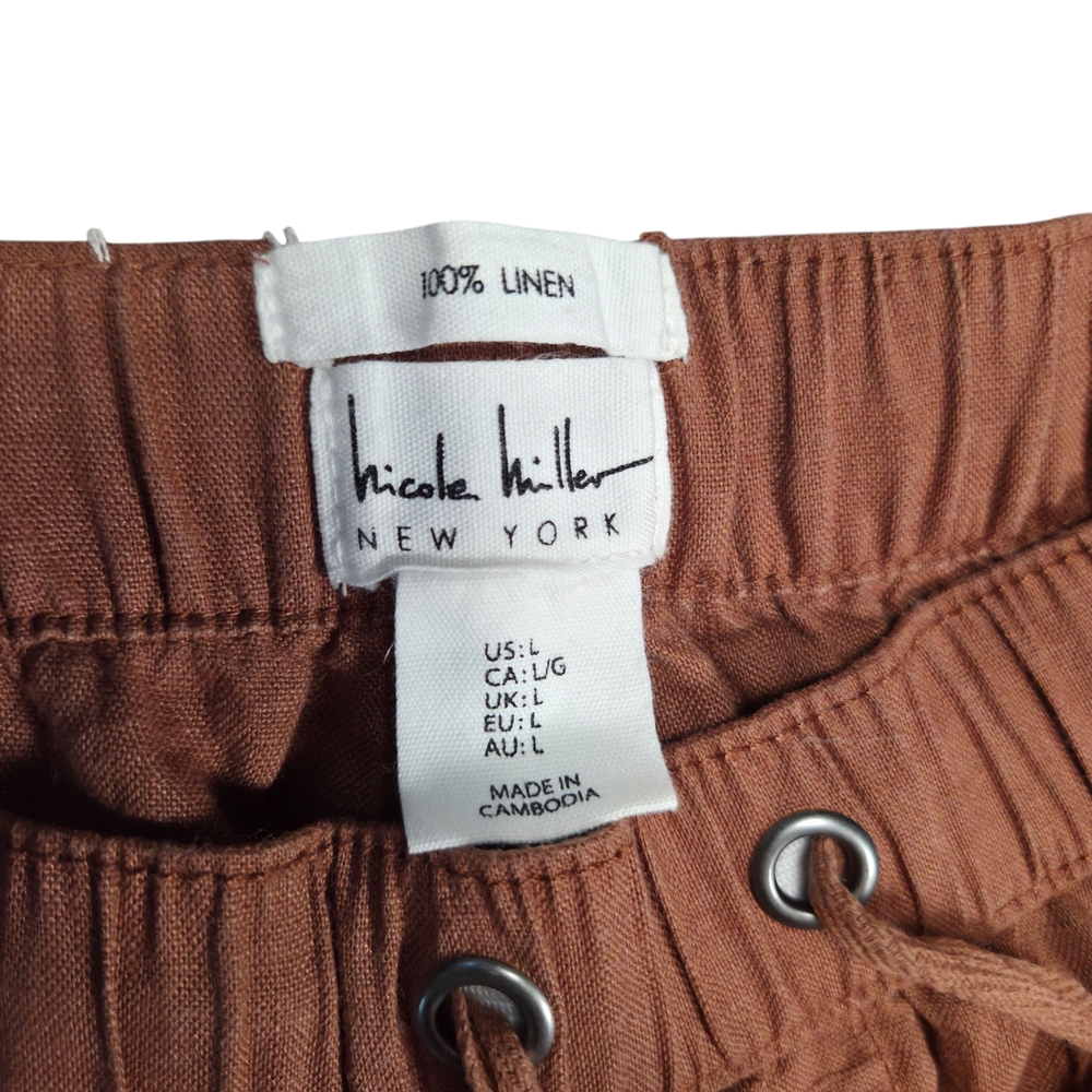 Nicole Miller Linen Orange Cargo Pants - Picture 3 of 4